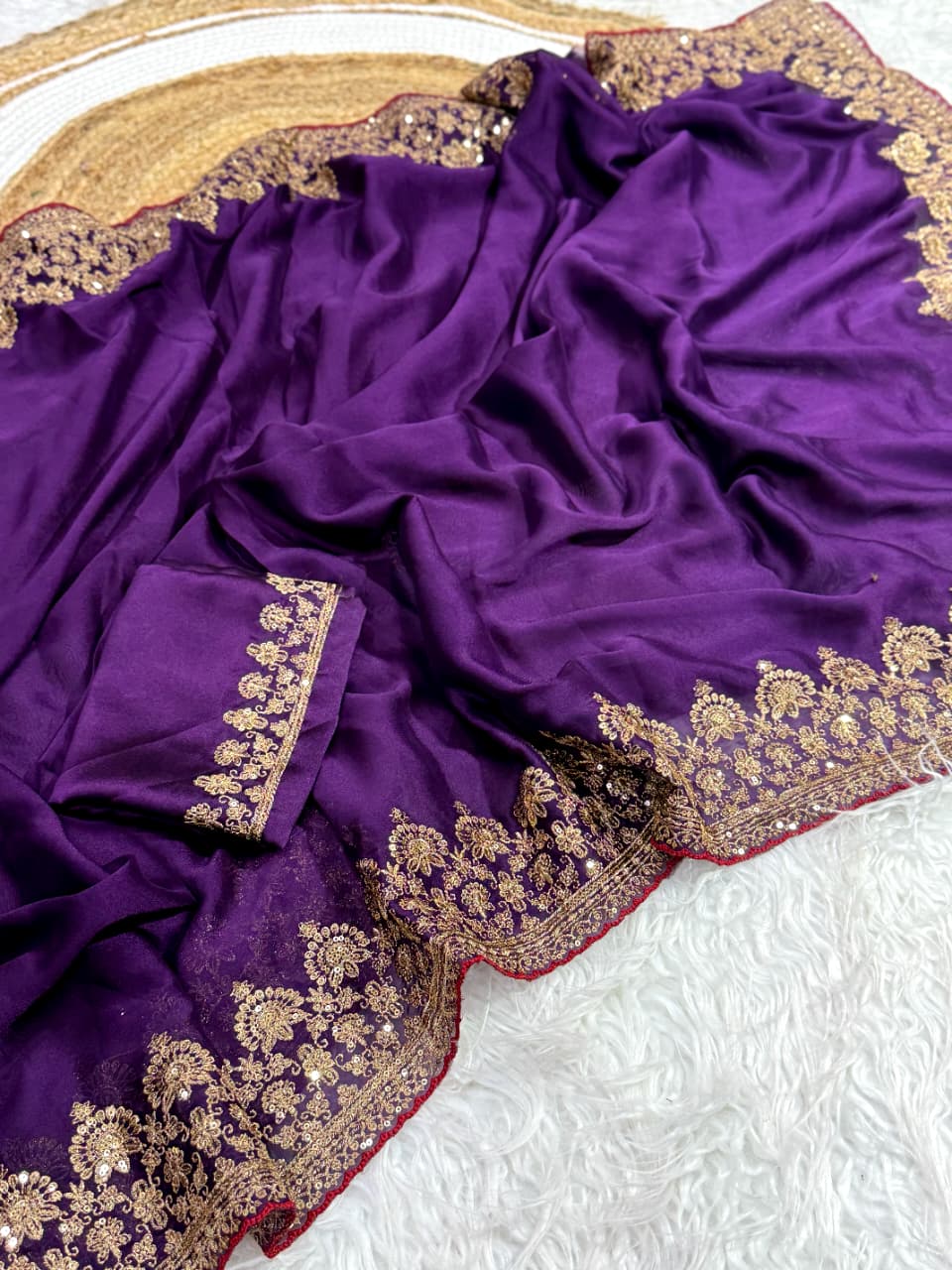 Premium Soft Rangoli Silk Saree With Sequin & Zari Embroidery