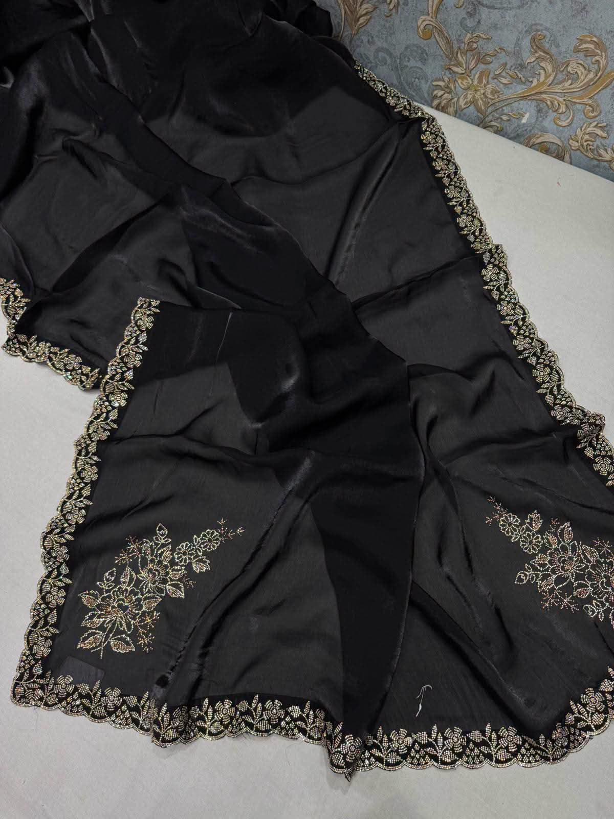 Premium Soft Chosmo Silk Printed Saree With Katdana & Diamond Work