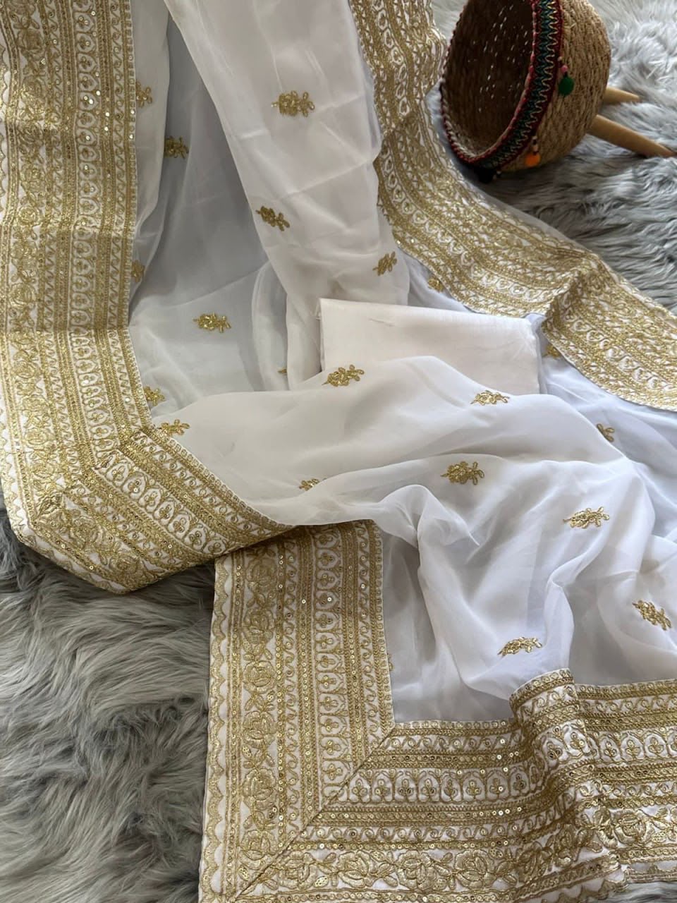 Premium Heavy Georgette Saree with Coding & Sequins Embroidery Work