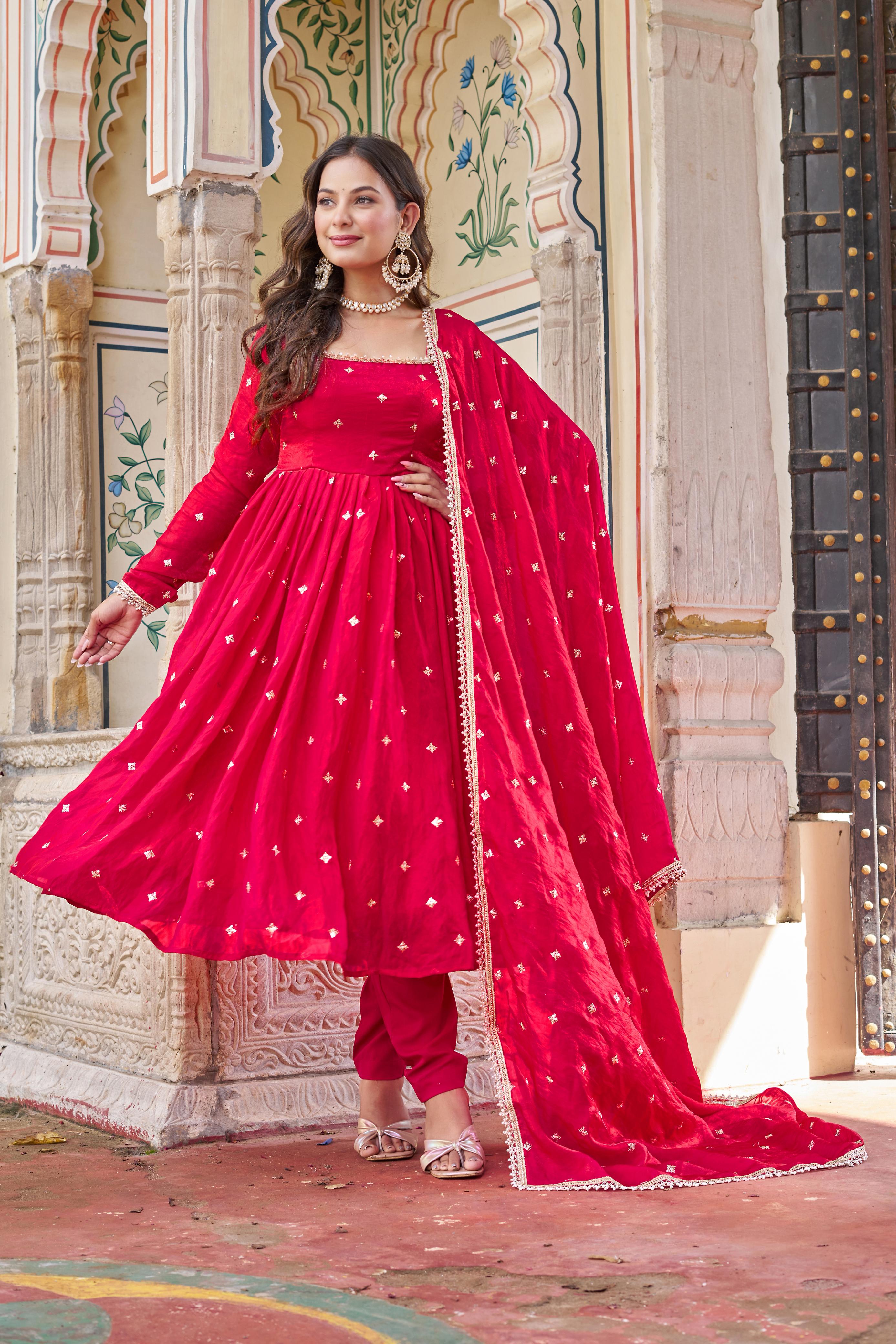 ✨ Premium Heavy Fendy Silk Embroidered Suit Set with Pent & Designer Dupatta ✨