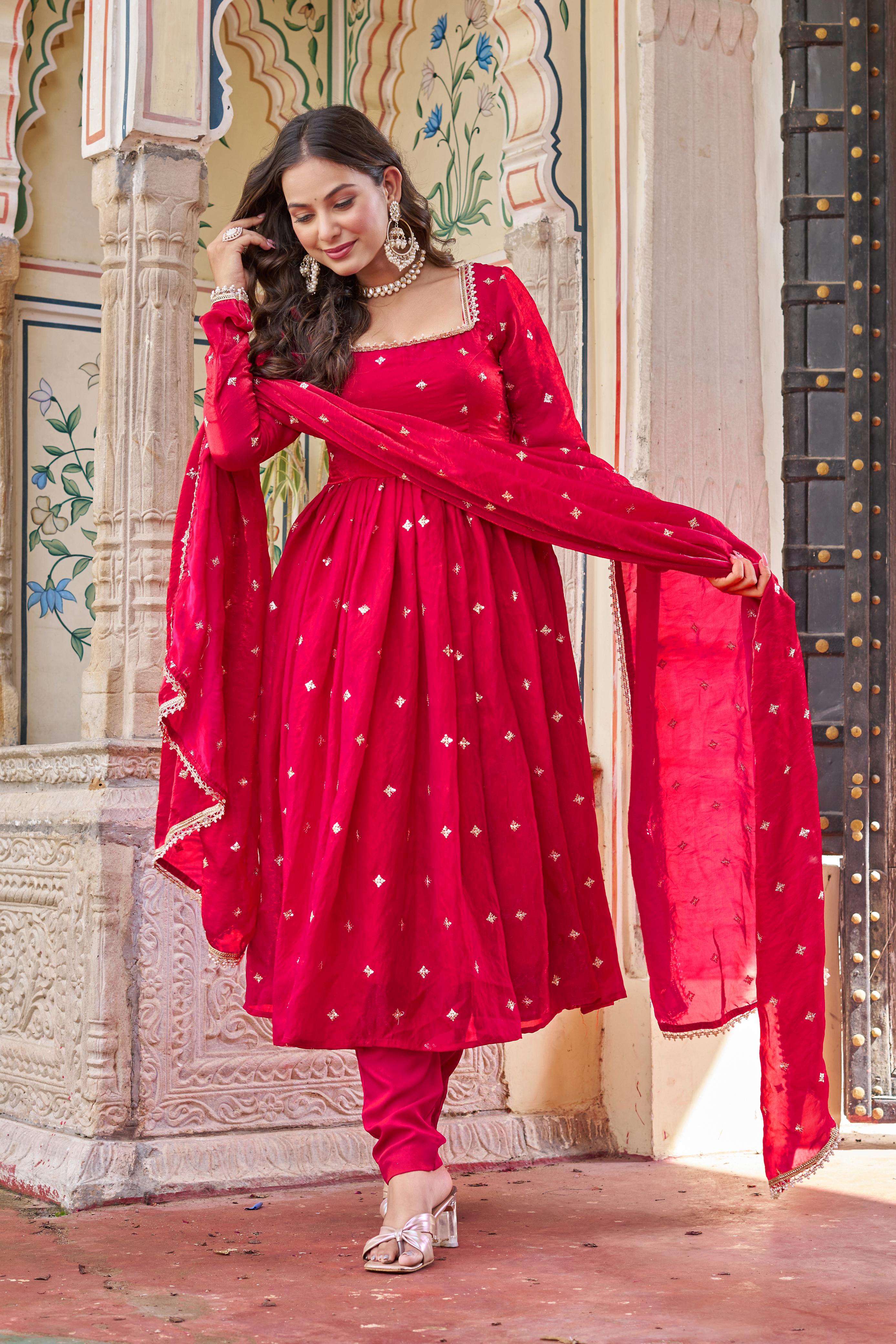 ✨ Premium Heavy Fendy Silk Embroidered Suit Set with Pent & Designer Dupatta ✨