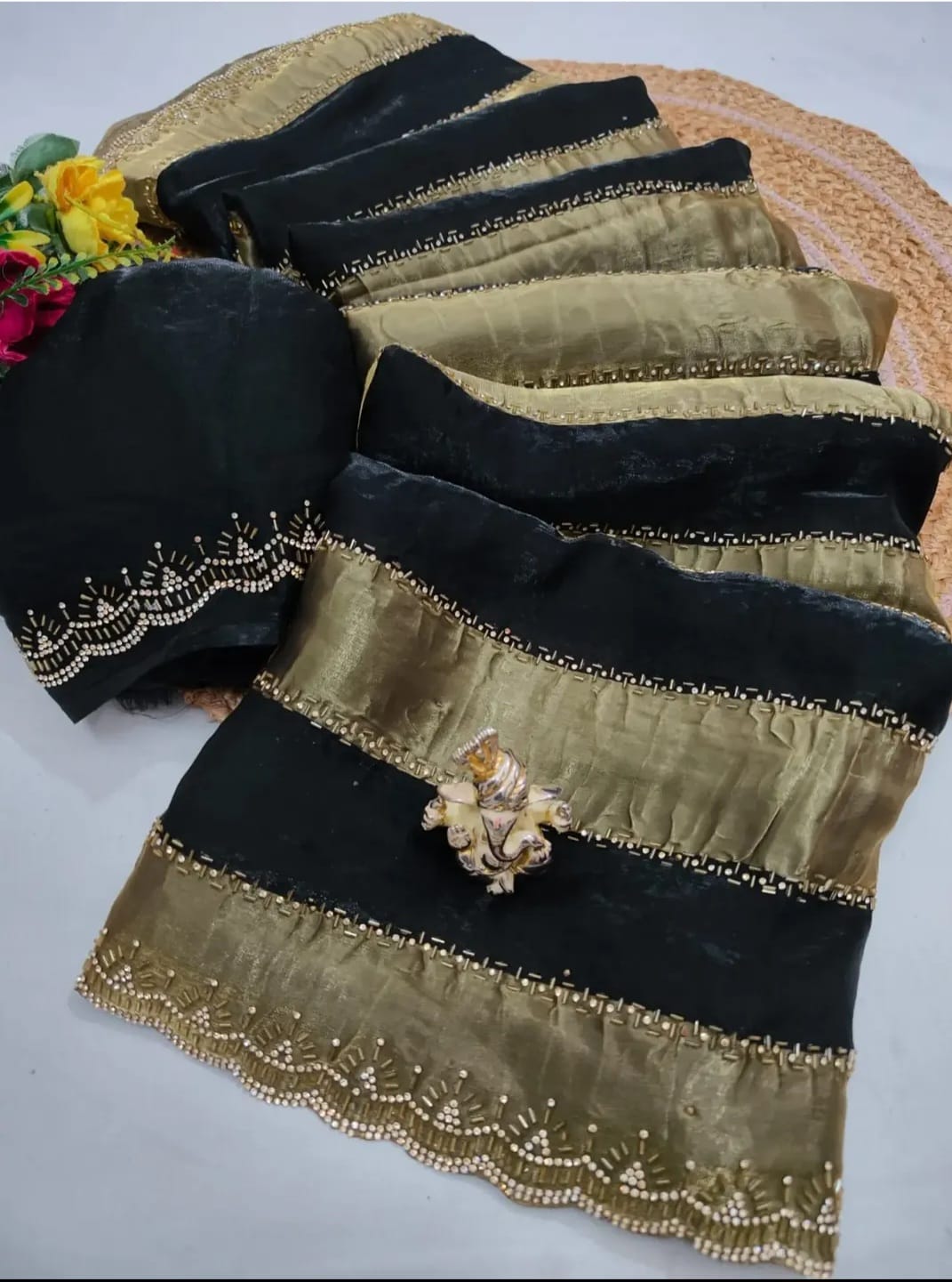 Premium Fendy Satin Dual Shade Designer Saree