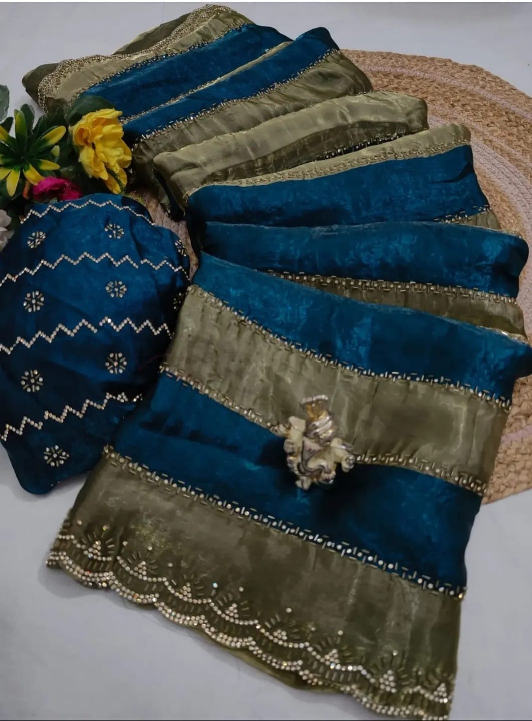 Premium Fendy Satin Dual Shade Designer Saree