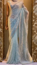 Graceful Wedding Wear – Soft Net Embroidered Saree