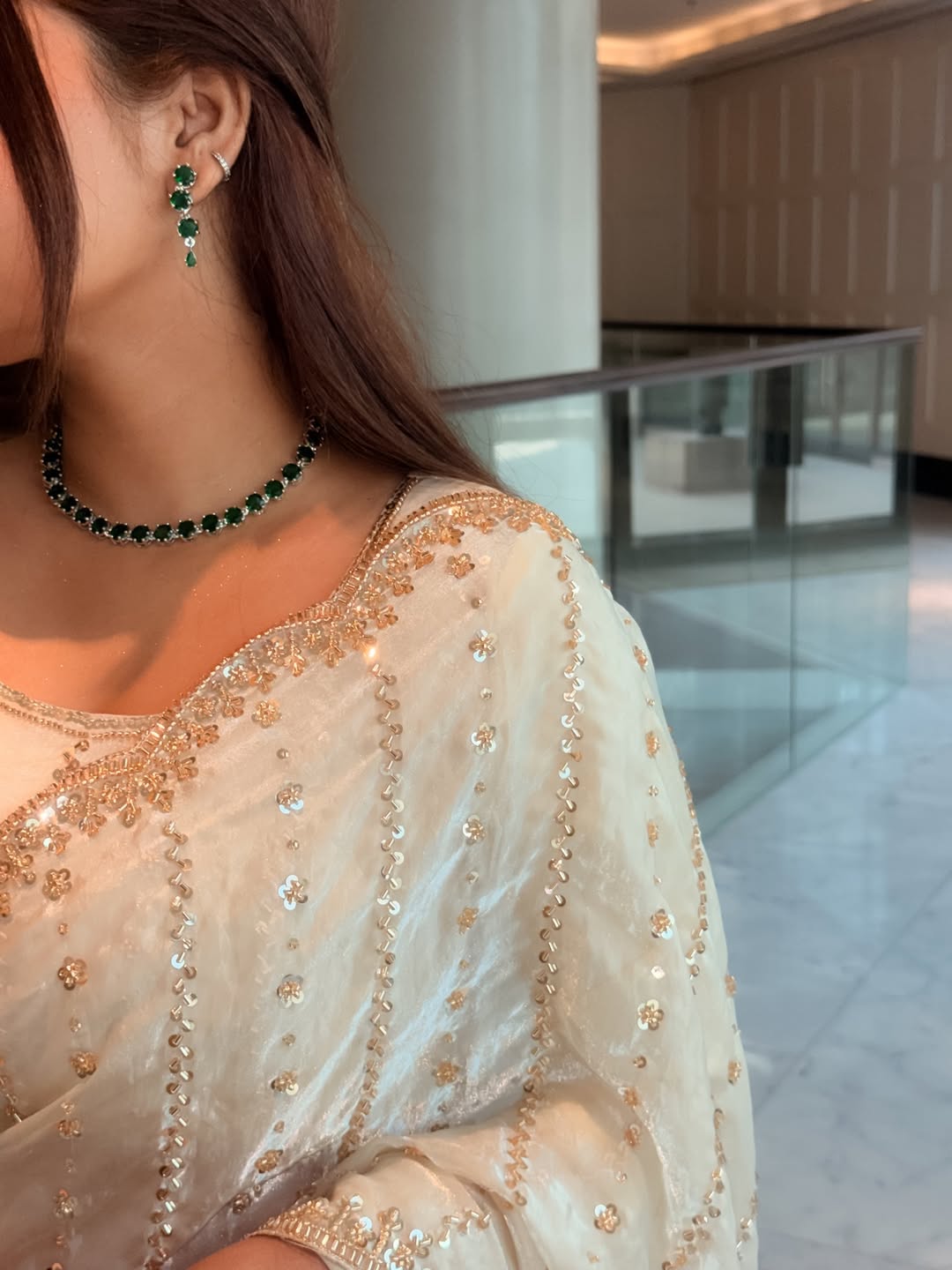 ROYAL PARTY WEAR PURE SPACE SILK SAREE WITH ORIGINAL GOLD BEADS WORK 👑✨