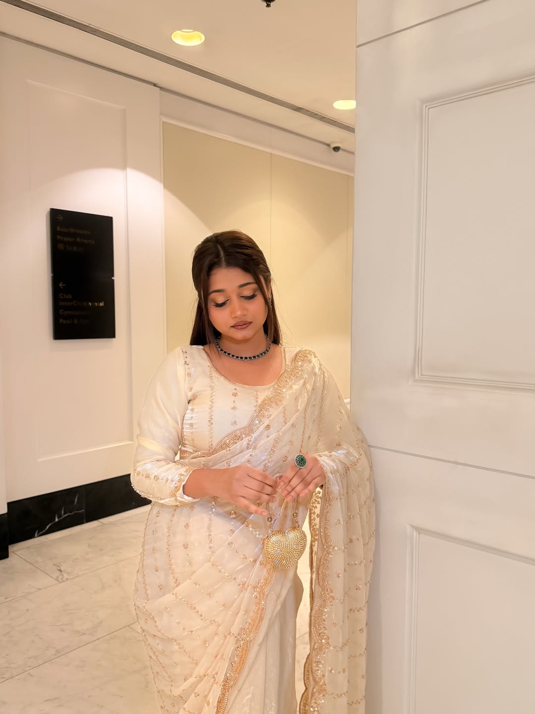 ROYAL PARTY WEAR PURE SPACE SILK SAREE WITH ORIGINAL GOLD BEADS WORK 👑✨