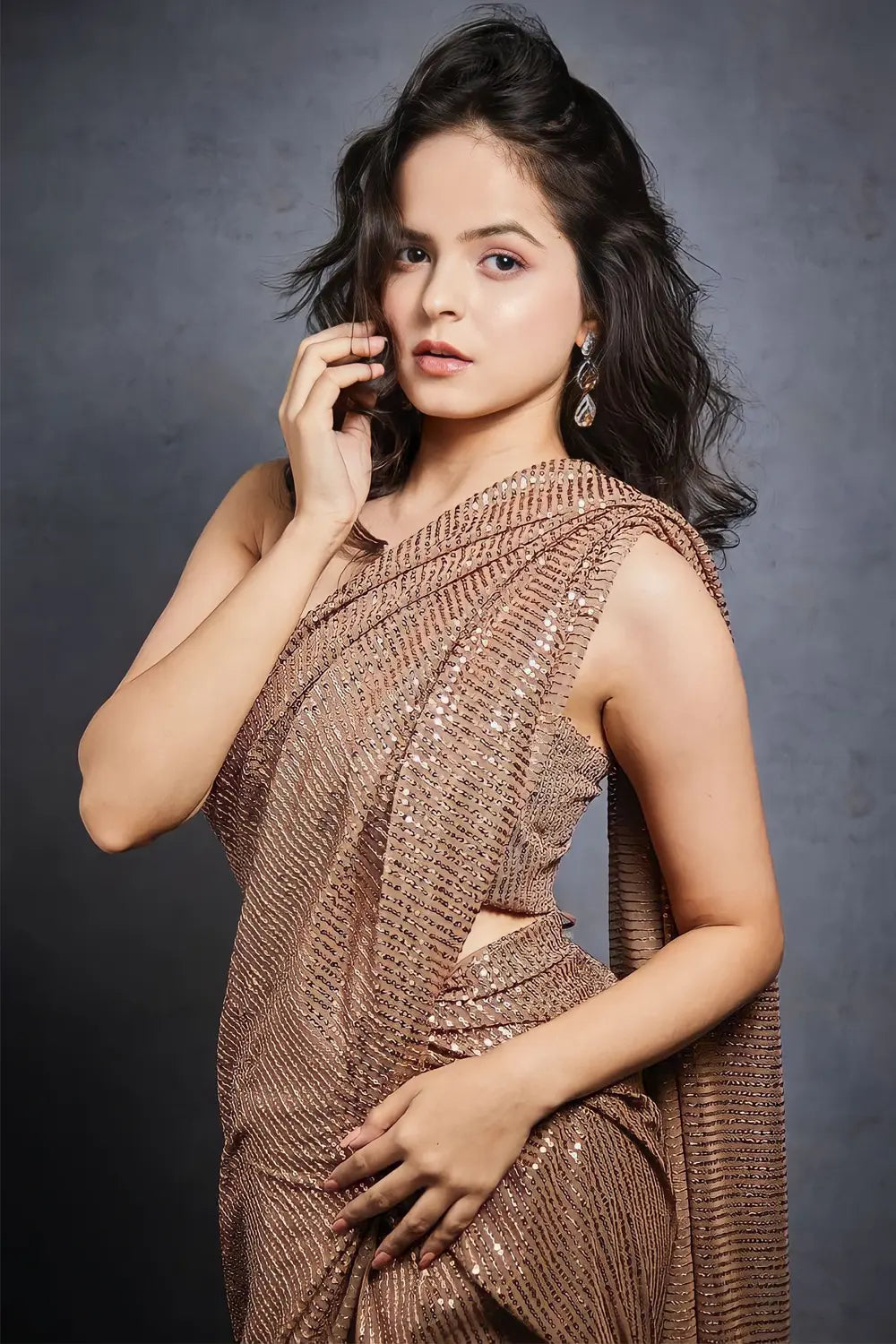 Heavy Georgette Saree with 3MM Sequins Embroidery & Banglori Blouse