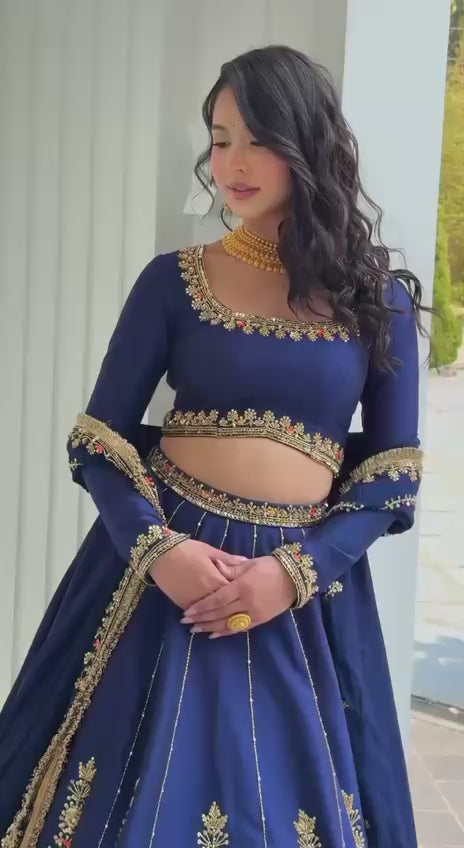 LUXURY CHINON EMBROIDERED LEHENGA WITH DESIGNER DUPATTA