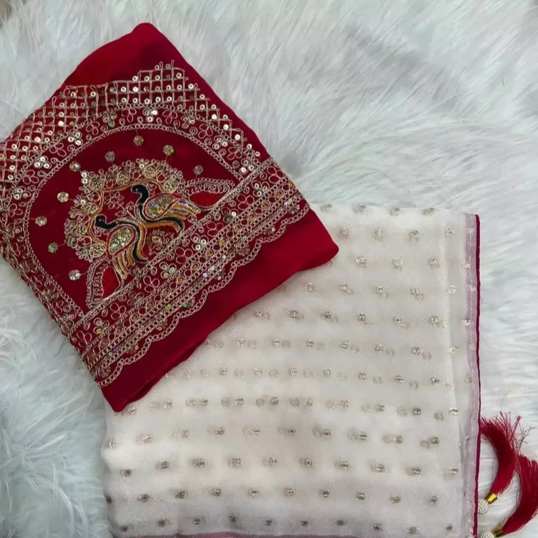 Premium NC Moss Designer Saree With Work